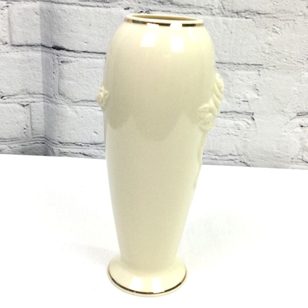 Vintage Lennox Collections Rose Blossom 24 Karat Gold Trim Cream 7" Vase - Picture 6 of 10